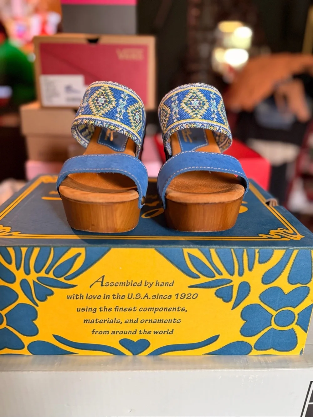 Sbicca KASHMIR Blue/multi Embroidered Platform Sandals